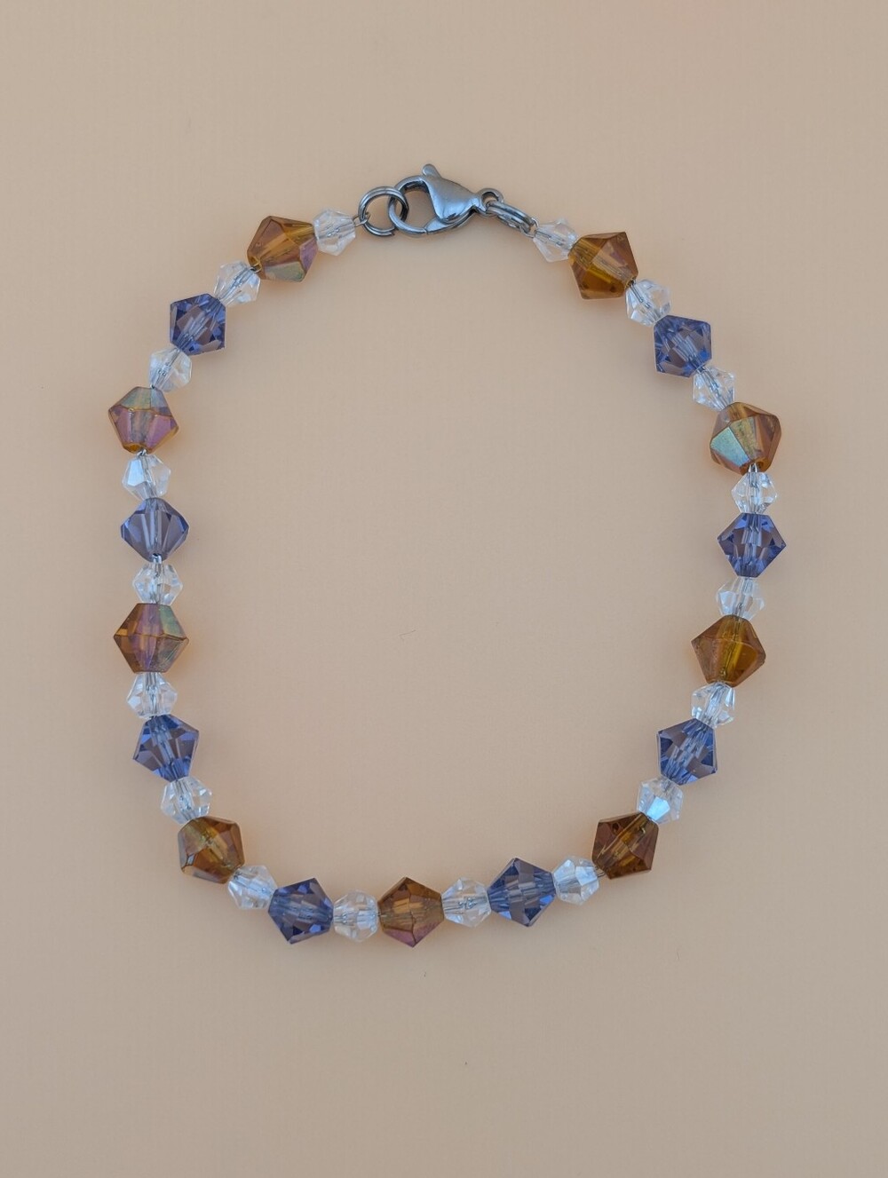 Vintage Orange & Purple Crystal Aurora Borealis Bracelet